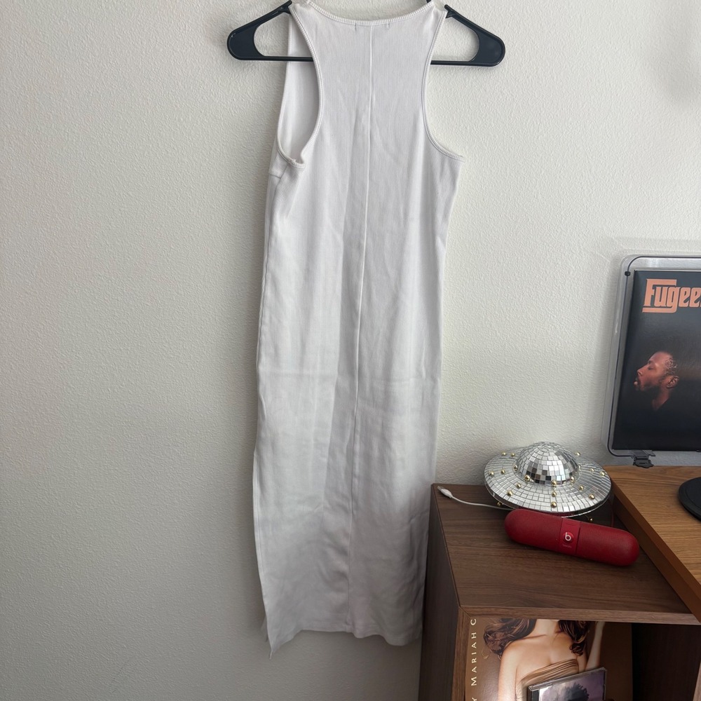 Forever 21 White Ribbed Bustier Seam Midi Bodycon Dress Sleeveless Medium - Picture 8 of 8